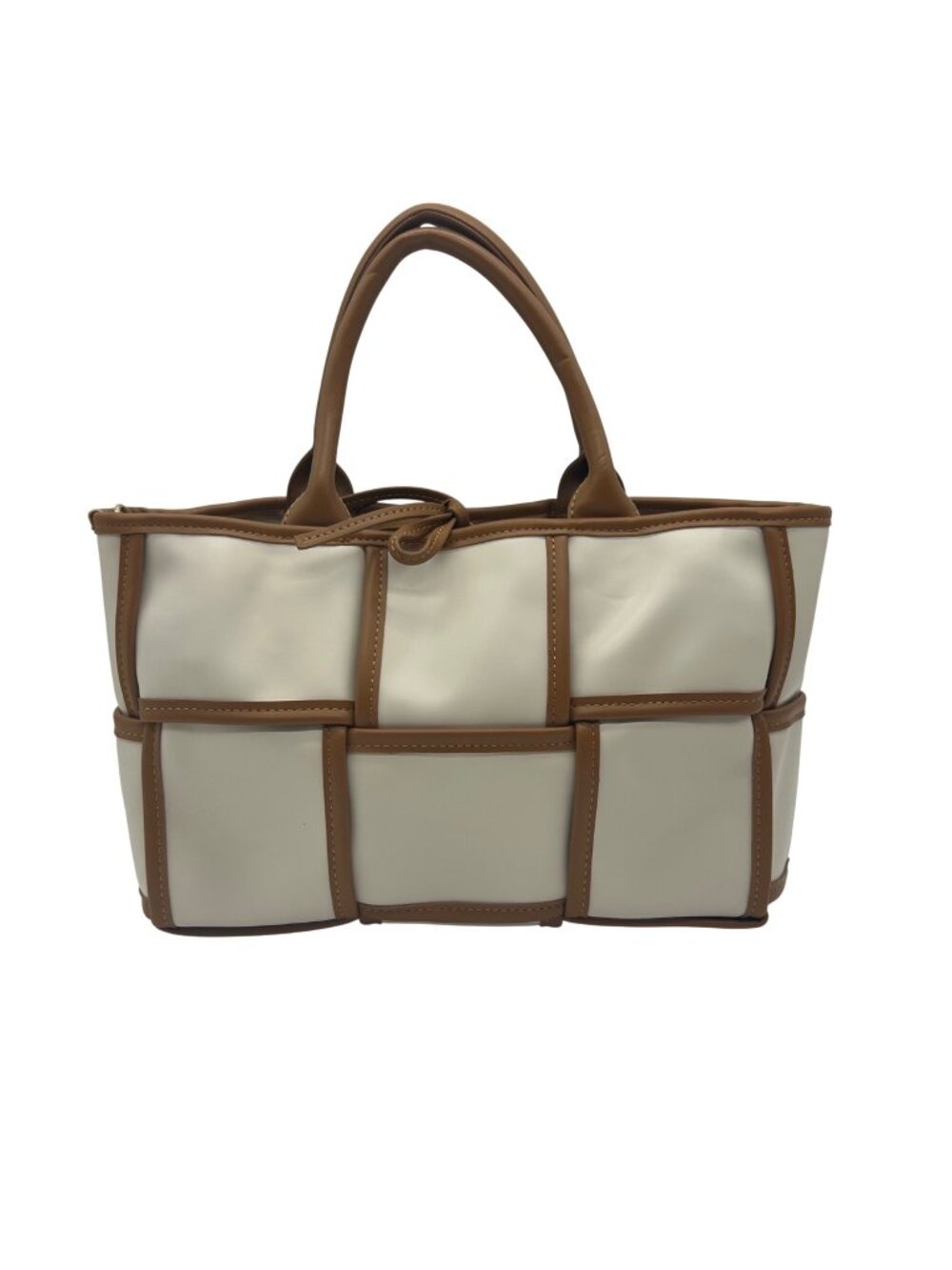 MMS Brands White Woven Faux Leather Bottega Shoulder Bag